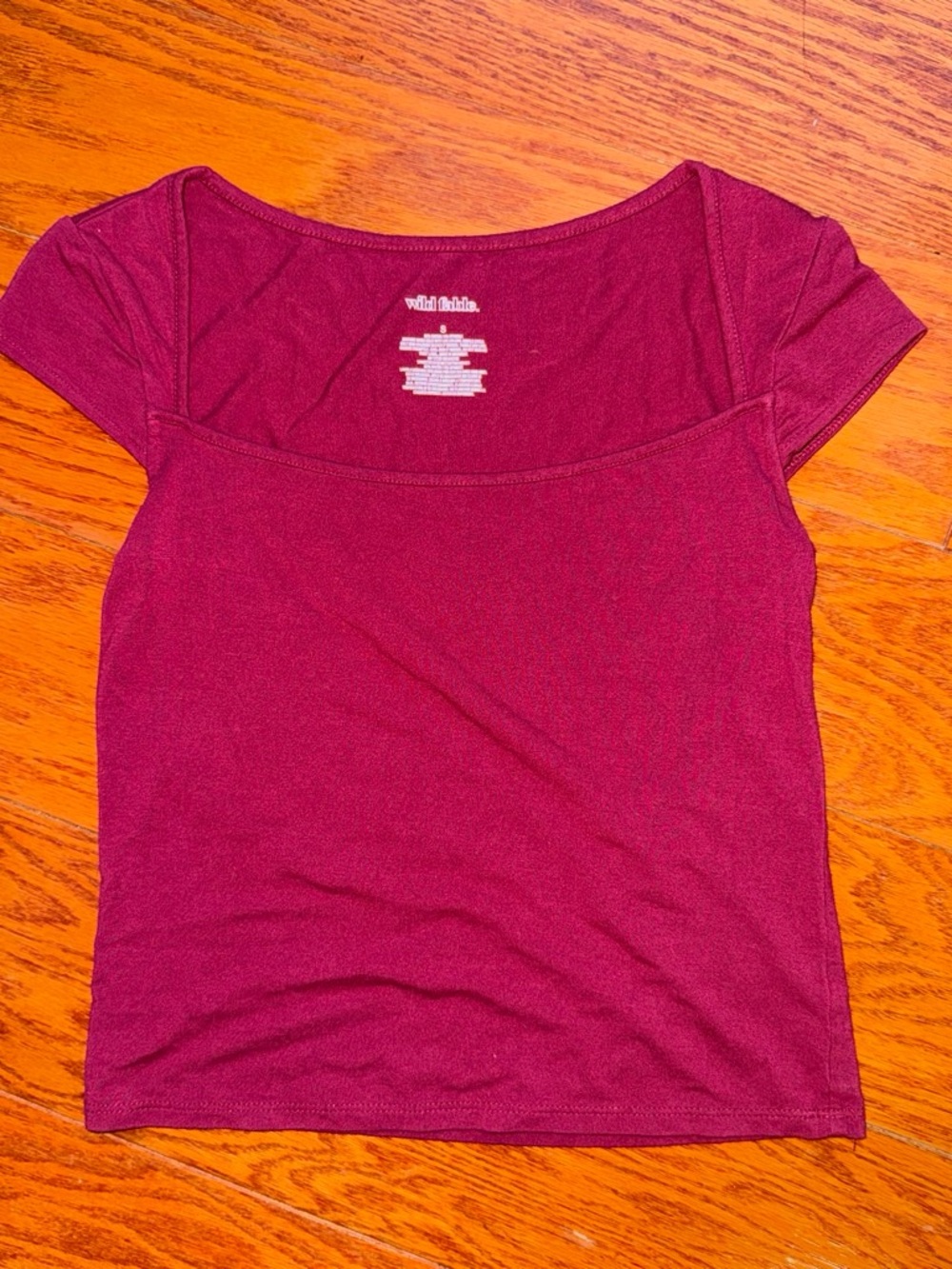 wild fable Burgundy Scoop Neck Short Sleeve Crop Top